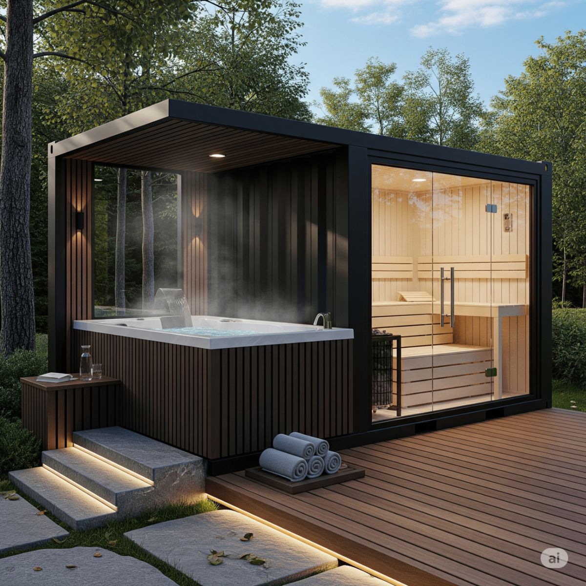 Баня с современной ванной